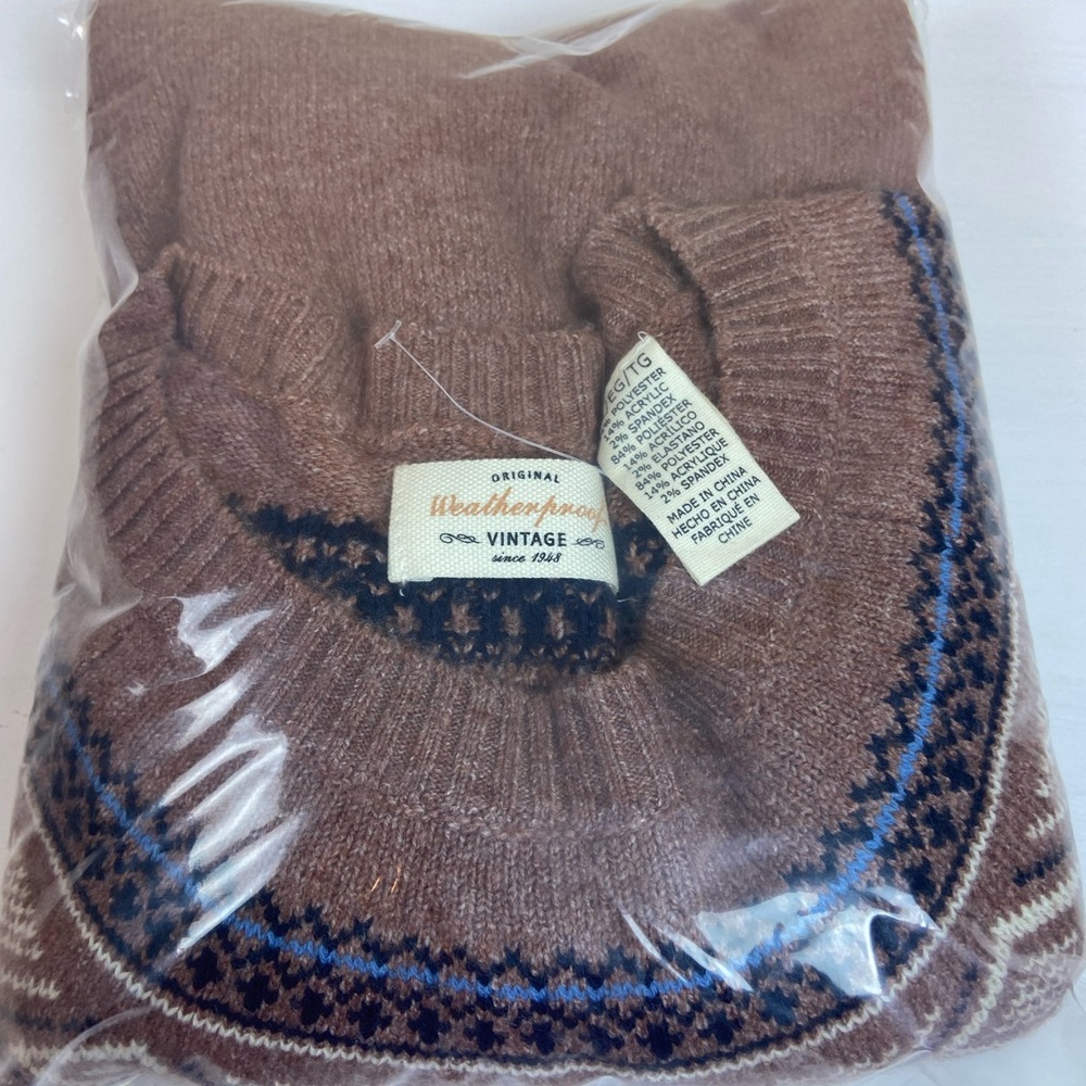 Weatherproof Men's Tan Patterned Crewneck Sweater - Picture 11 of 11